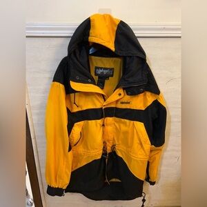 Vintage Edelweiss Ski Wear Hooded Yellow and Black Jacket